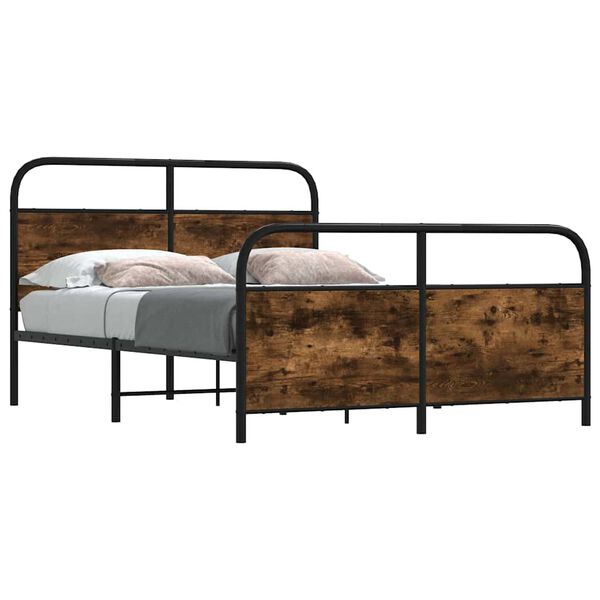 vidaXL Bettgestell ohne Matratze 120x190 cm R&auml;uchereiche Holzwerkstoff