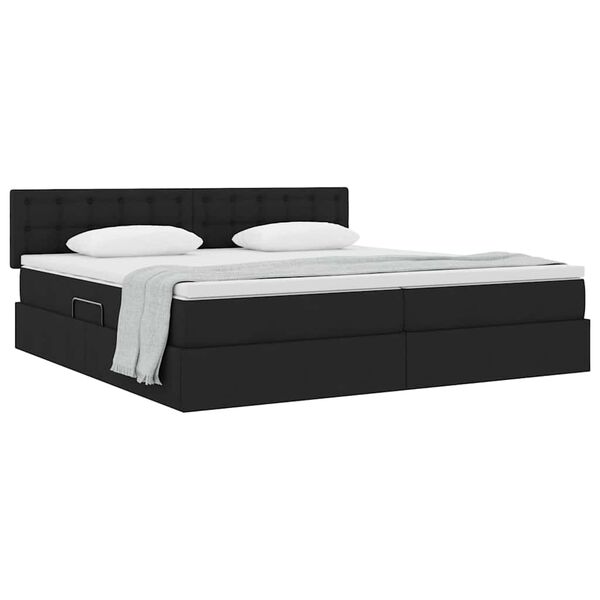 vidaXL Aufbewahrungsbett mit Matratze Schwarz 200 x 200 cm