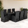 vidaXL 9-tlg. Garten-Essgruppe mit Kissen Schwarz Poly Rattan