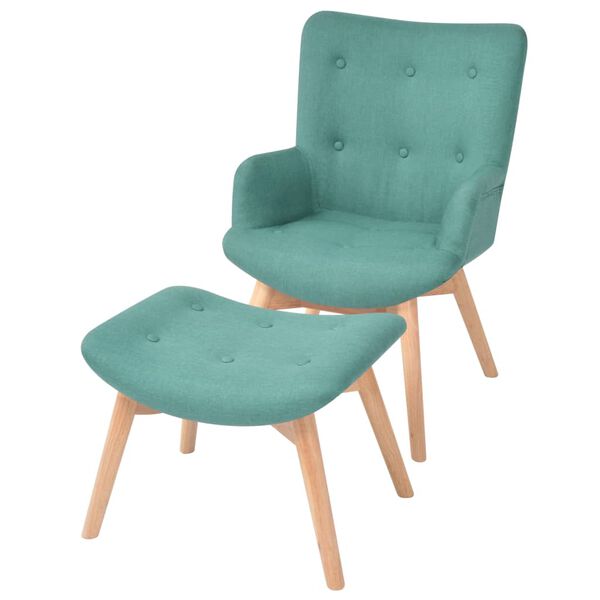vidaXL Sessel mit Fu&szlig;hocker Gr&uuml;n Stoff