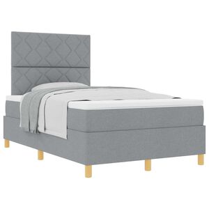 vidaXL Boxspringbett mit Matratze Hellgrau 120 x 190 cm Stoff