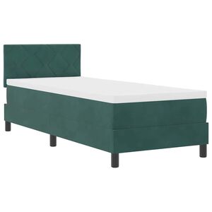 vidaXL LED Boxspringbett mit Matratze Dunkelgr&uuml;n 80 x 200 cm Samt