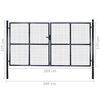 vidaXL Maschen-Gartentor verzinkter Stahl 300 x 175 cm Grau