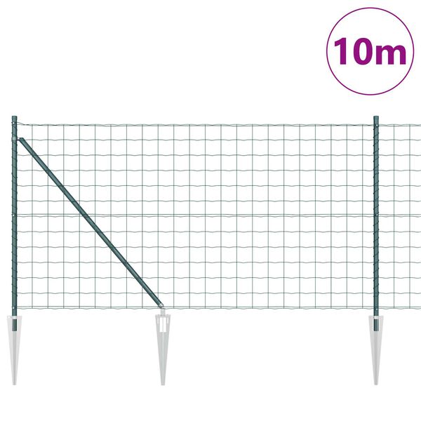 vidaXL Zaun mit Pfosten Gr&uuml;n 1 x 10 m Stahl