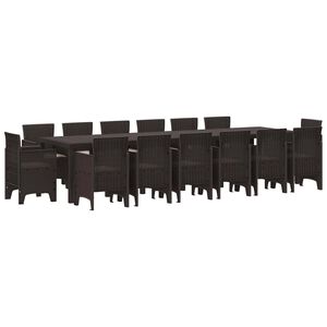 vidaXL Garten Essgruppe 15 stk. Braun Polt Rattan