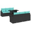 vidaXL Gartensofa-set 7 stk. 6-Sitzanzahl Schwarz und Blau Poly-Rattan