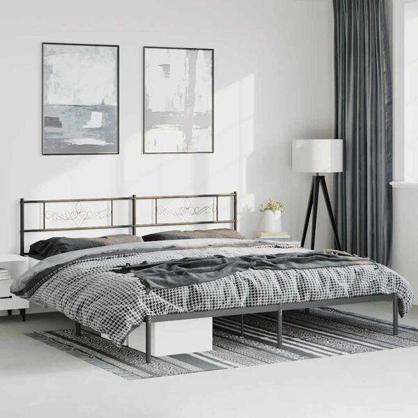 vidaXL Bettgestell mit Kopfteil Metall Schwarz 183x213 cm