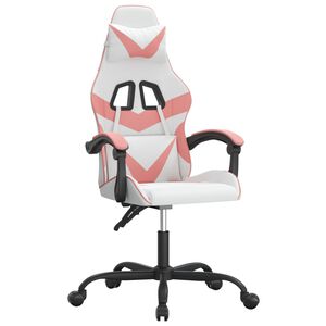 vidaXL Gaming-Stuhl Drehbar Wei&szlig; und Rosa Kunstleder