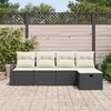 vidaXL Garten-Sofa-Set mit Kissen 5 pcs Schwarz Poly Rattan
