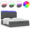 vidaXL Ottoman-Bett mit Matratze & LEDs Dunkelgrau 180x200 cm Stoff
