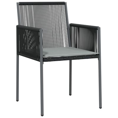 vidaXL Gartenstühle mit Kissen 6 Stk. Schwarz 54x60,5x83,5 cm