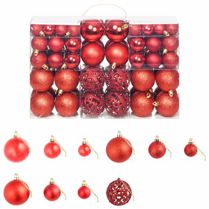 vidaXL 100-tlg. Weihnachtskugel-Set 3/4/6 cm Rot