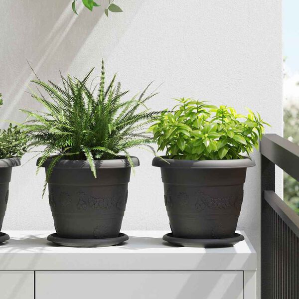 vidaXL Runde Blumenplatte 24 pcs Schwarz &Oslash; 17,5 x 2 cm Kunststoff