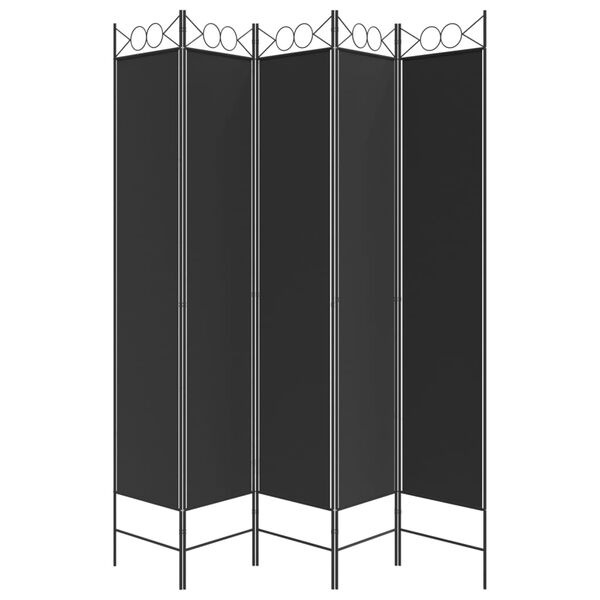 vidaXL 5-tlg. Paravent Schwarz 200x220 cm Stoff