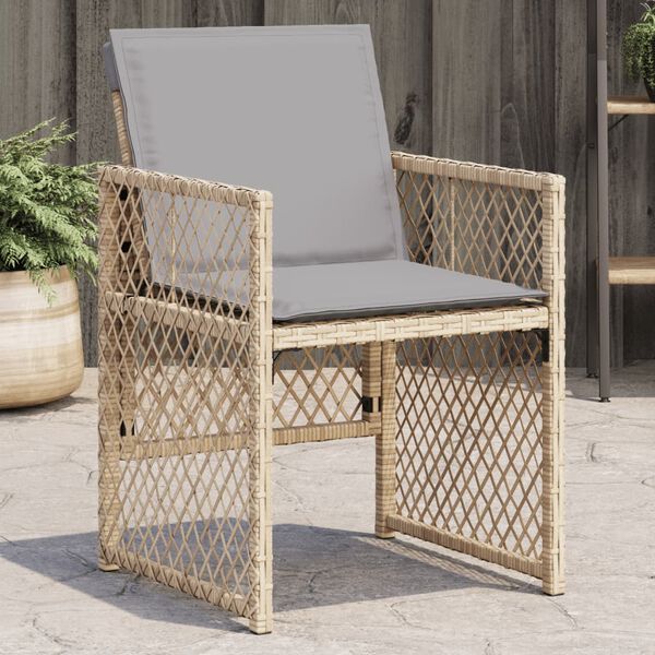 vidaXL Gartenst&uuml;hle mit Kissen 4 Stk. Beigemischung Poly Rattan