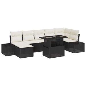 vidaXL Gartensofa-set 8 stk. Schwarz und Creme Poly-Rattan