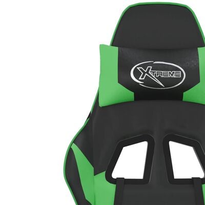 vidaXL Gaming-Stuhl mit Fußstütze Schwarz und Grün Kunstleder