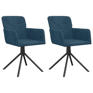 vidaXL Esszimmerst&uuml;hle 2 Stk. Drehbar Blau Samt