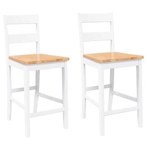 vidaXL Barhocker 2 Stk. Wei&szlig; Massivholz Gummibaum