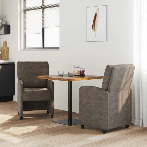 vidaXL Esszimmerst&uuml;hle mit Rollen 2 pcs Dunkelgrau 57 x 67 x 95 cm