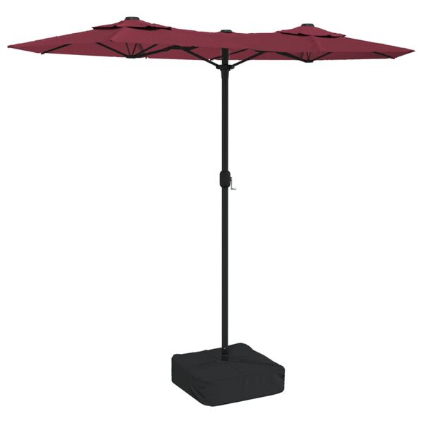 vidaXL Doppel-Sonnenschirm mit LED-Leuchten Bordeauxrot 316x145 cm