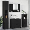 vidaXL Badezimmerm&ouml;bel-Set mit T&uuml;r 4 pcs Schwarz Sperrholz und Metall