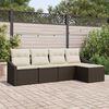 vidaXL Sofa Set mit Kissen 5 pcs Braun Poly Rattan