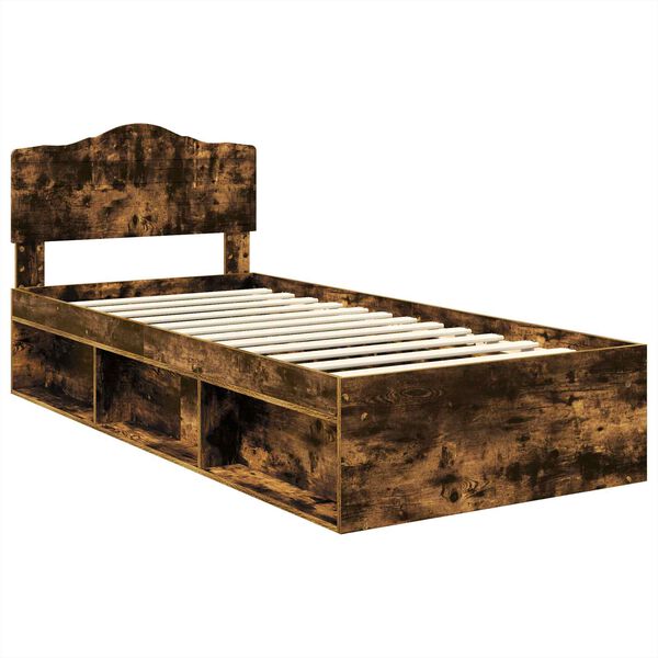 vidaXL Bettrahmen Ger&auml;ucherte Eiche 90 x 200 cm Massives Kiefernholz