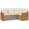 vidaXL 4-tlg. Garten-Sofagarnitur mit Kissen Beige Poly Rattan