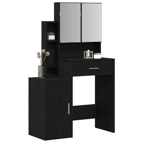 vidaXL Schminktisch mit Regal Schwarz Eichen-Optik 80 x 35 x 132 cm