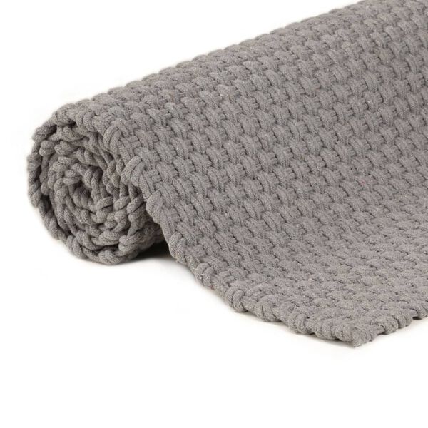 vidaXL Teppich Rechteckig Grau 180x250 cm Baumwolle