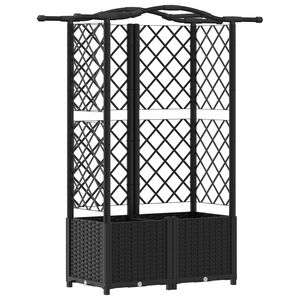 vidaXL Hochbeet mit Rankgitter und Dach Schwarz 122 x 40 x 138 cm PP