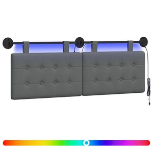 vidaXL H&auml;ngendes Kopfteil Mit LED Licht Dunkelgrau Stoff