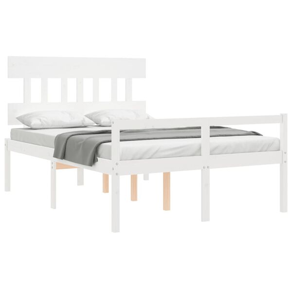 vidaXL Seniorenbett mit Kopfteil 140x190 cm Wei&szlig; Massivholz