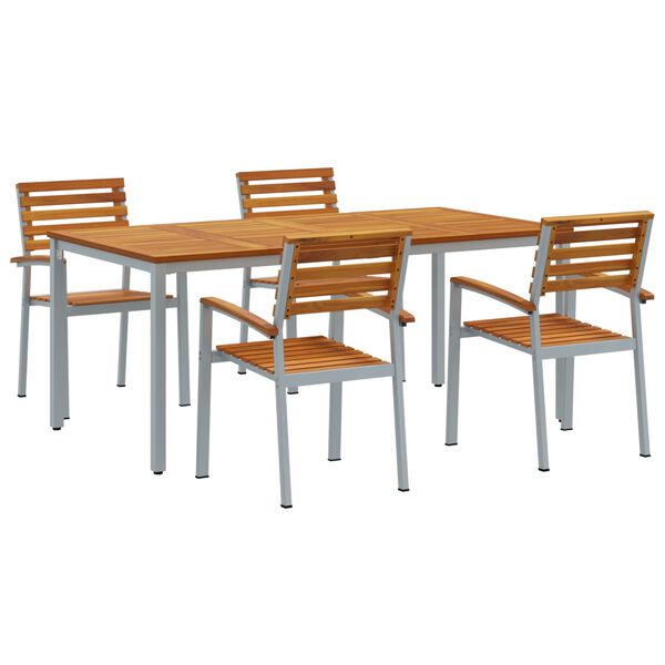 vidaXL Garten Essgruppe 5 pcs Grau Massivholz Akazie