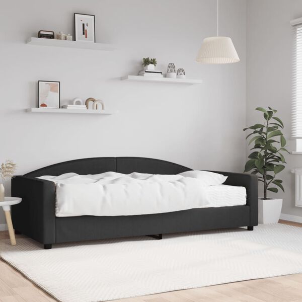 vidaXL Tagesbett mit Matratze Schwarz 100x200 cm Stoff