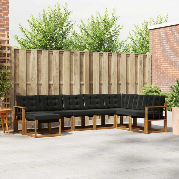 vidaXL Outdoor-Sofagarnitur mit Kissen 8 pcs Nat&uuml;rlich und Schwarz