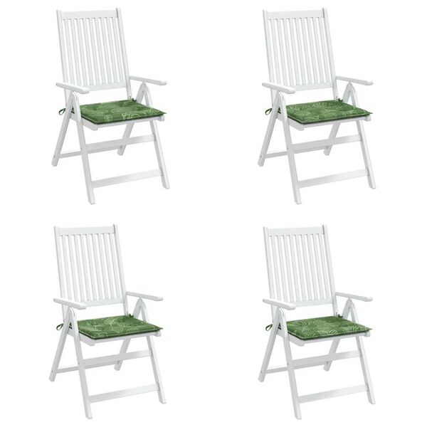 vidaXL Stuhlkissen 4 Stk. Blattmuster 40x40x4 cm Stoff