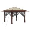 vidaXL Gazebo mit 4 Seitenw&auml;nden 3,3 x 3,3 m Creme und Braun