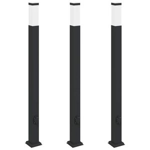 vidaXL Pollerleuchten mit Steckdose 3 Stk. 110 cm Schwarz IP44