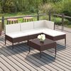 vidaXL 5-tlg. Garten-Lounge-Set mit Auflagen Poly Rattan Braun