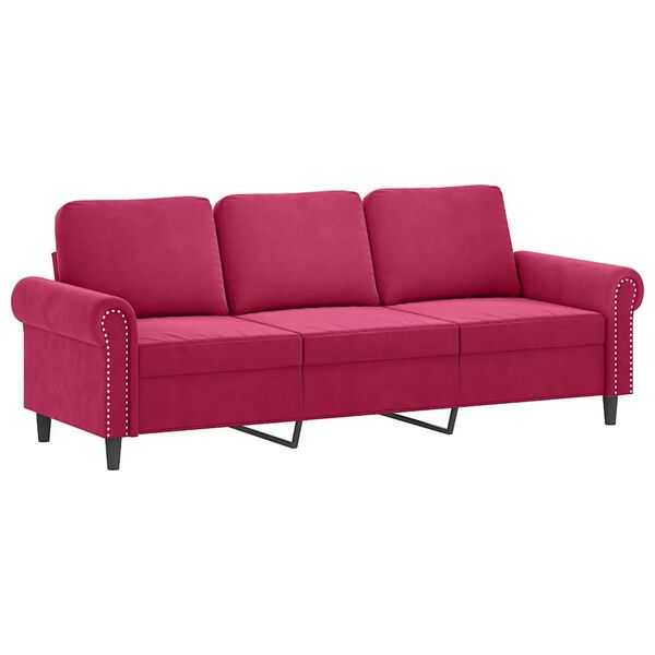 vidaXL 3-Sitzer-Sofa mit Zierkissen Weinrot 180 cm Samt