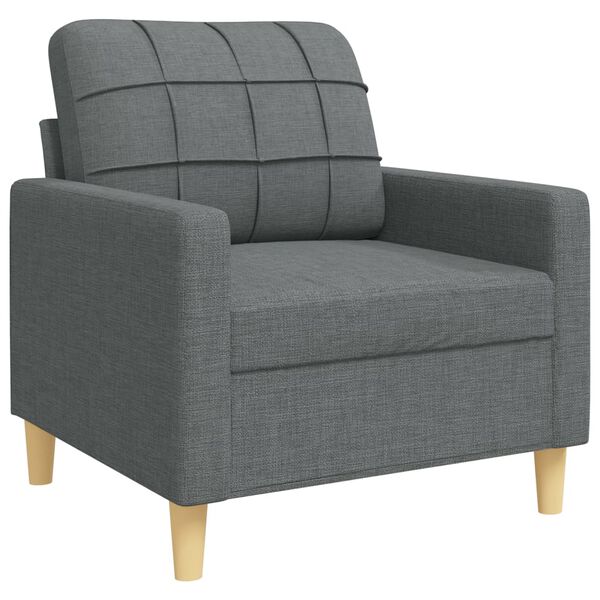 vidaXL 4-tlg. Sofagarnitur mit Fu&szlig;hocker & Dekokissen Dunkelgrau Stoff
