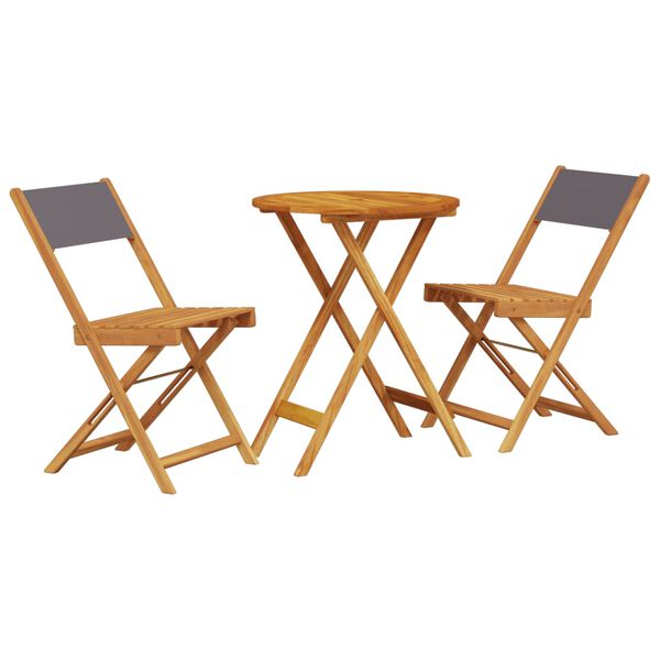 vidaXL 3-tlg. Bistro-Set Anthrazit Stoff und Massivholz