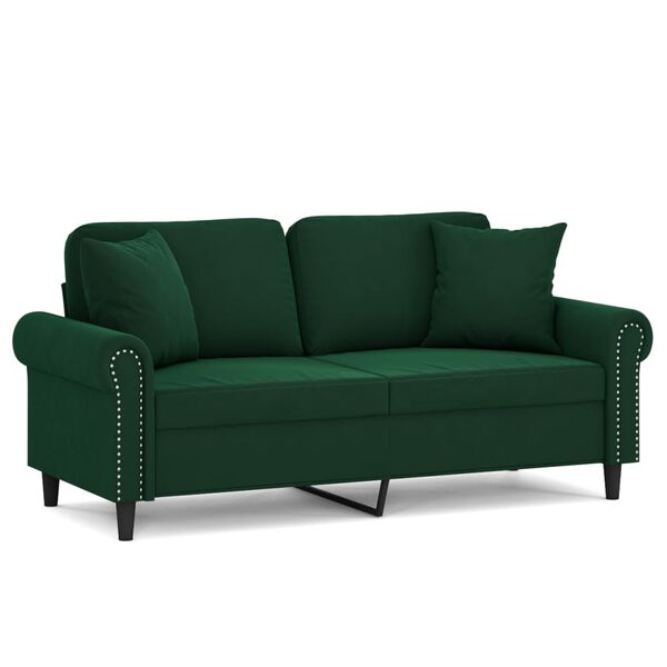 vidaXL 2-Sitzer-Sofa mit Kissen Dunkelgr&uuml;n 140 cm Samt
