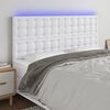 vidaXL LED Kopfteil Wei&szlig; 200x5x118/128 cm Kunstleder