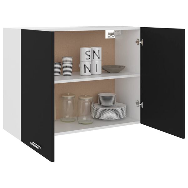 vidaXL H&auml;ngeschrank Lyon Schwarz 80x31x60 cm Holzwerkstoff