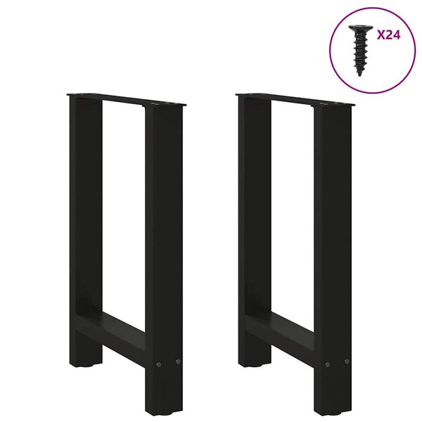 vidaXL Esstischbeine Schwarz 2 Stk. 50x(72-73) cm Stahl