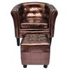 vidaXL Clubsessel mit Fu&szlig;hocker Braun Kunstleder