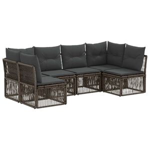 vidaXL Gartensofa-set 6 Stk. Grau Poly-Rattan